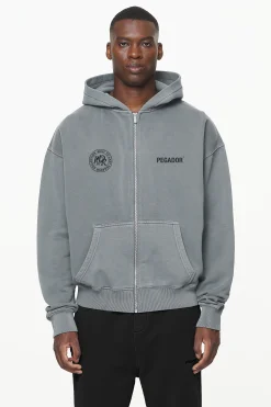 Pegador Hoodies|Zip Hoodies|Dike Oversized Sweat Jacket Vintage Grey