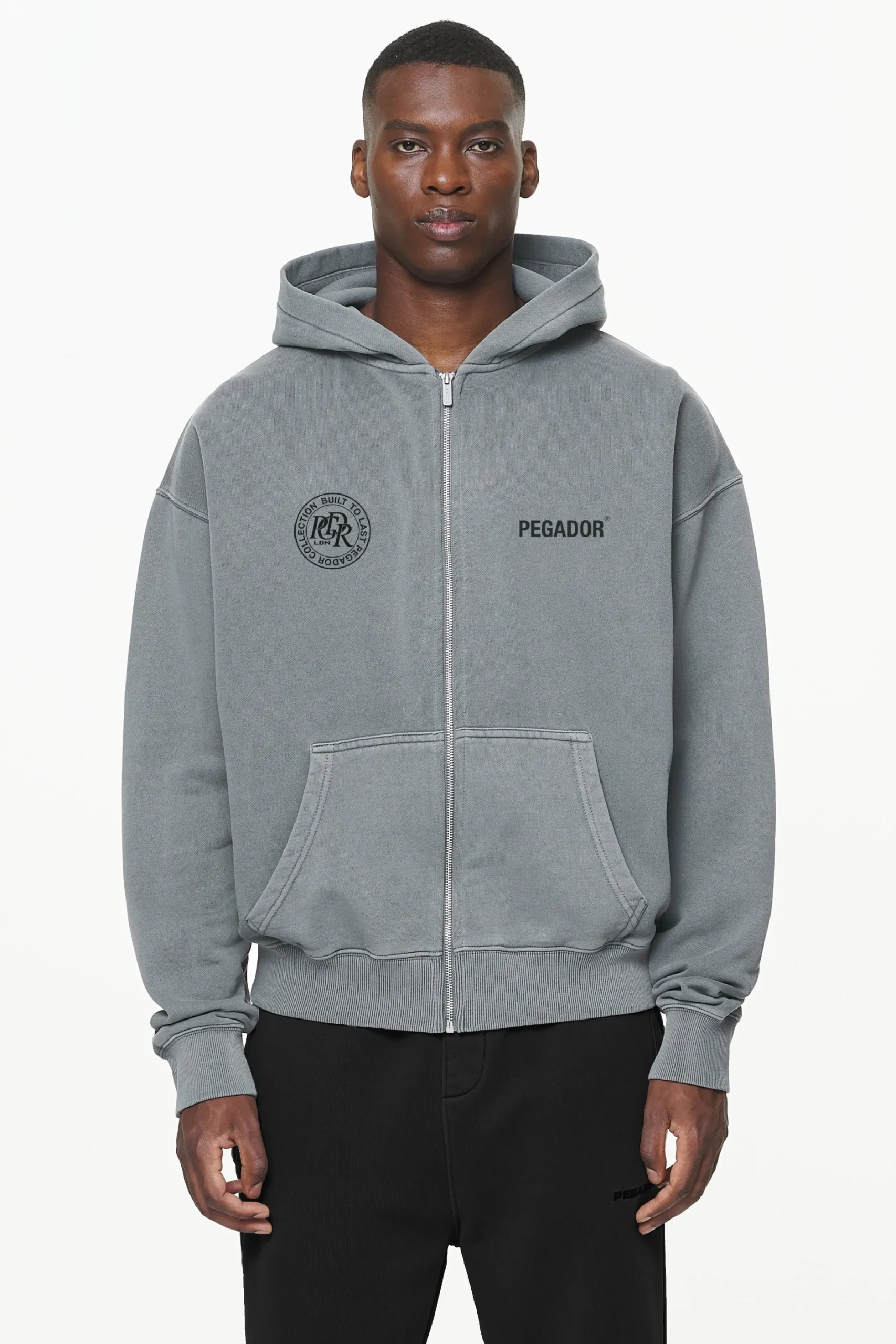 Pegador Hoodies|Zip Hoodies|Dike Oversized Sweat Jacket Vintage Grey