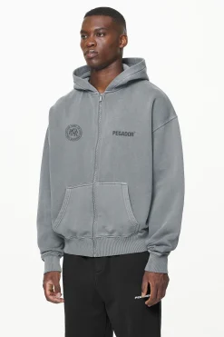 Pegador Hoodies|Zip Hoodies|Dike Oversized Sweat Jacket Vintage Grey