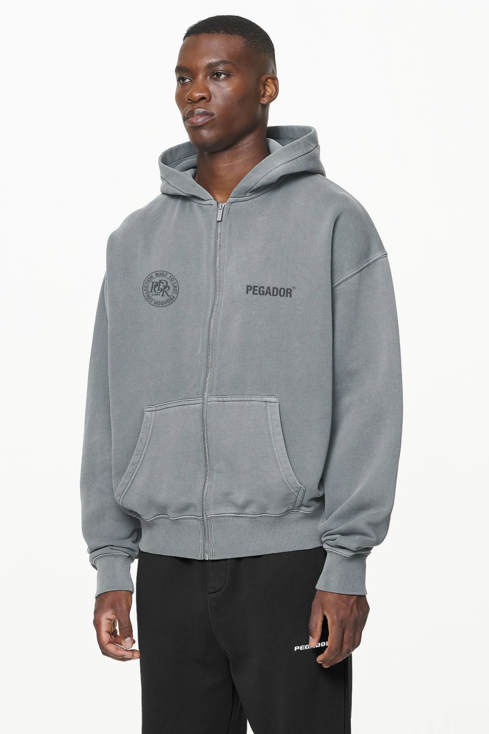 Pegador Hoodies|Zip Hoodies|Dike Oversized Sweat Jacket Vintage Grey