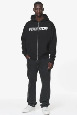 Pegador Hoodies|Zip Hoodies|Donora Oversized Sweat Jacket Black