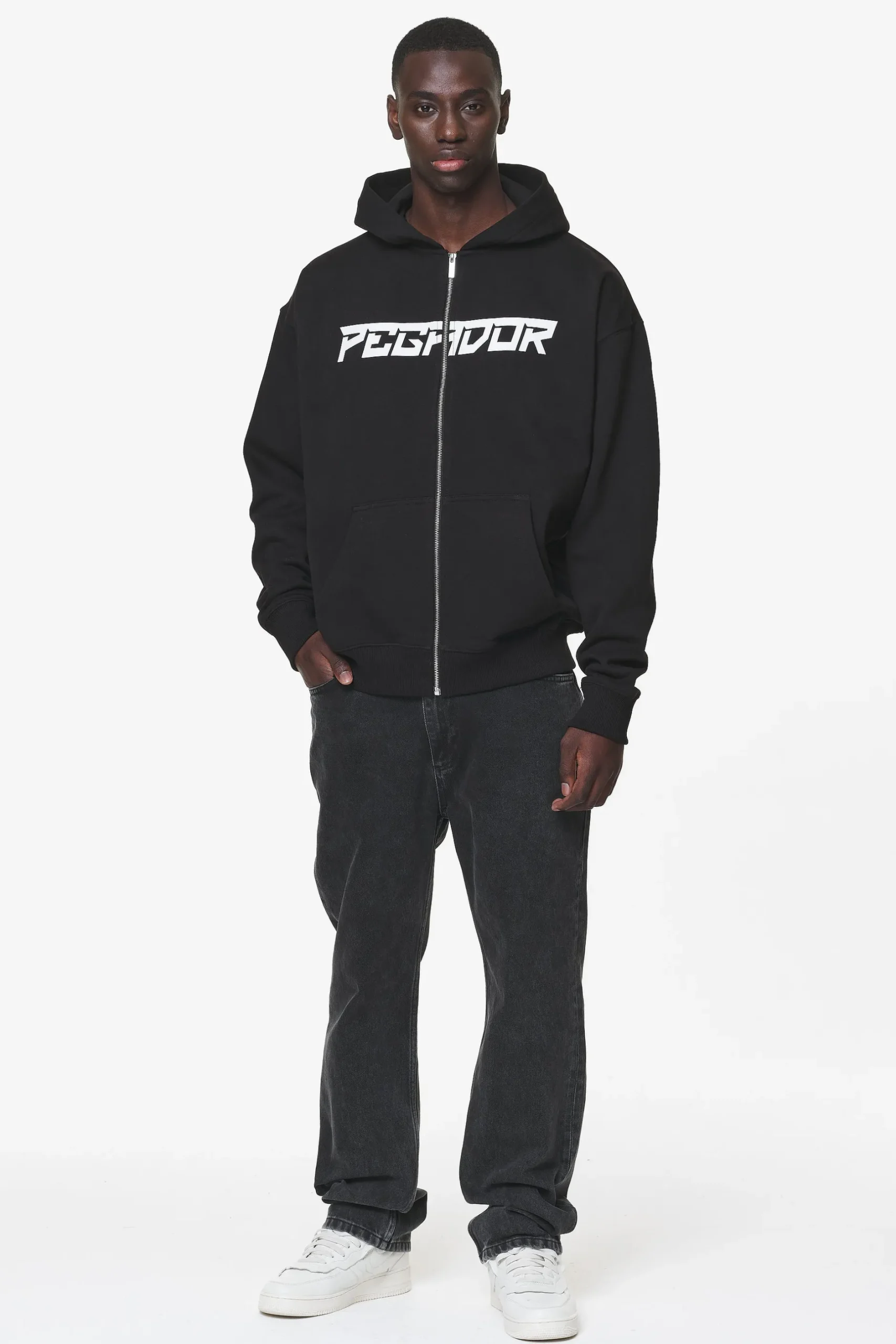 Pegador Hoodies|Zip Hoodies|Donora Oversized Sweat Jacket Black