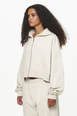 Pegador Hoodies|Zip Hoodies|Dorset Cropped Zip Hoodie Vintage Washed Bone White