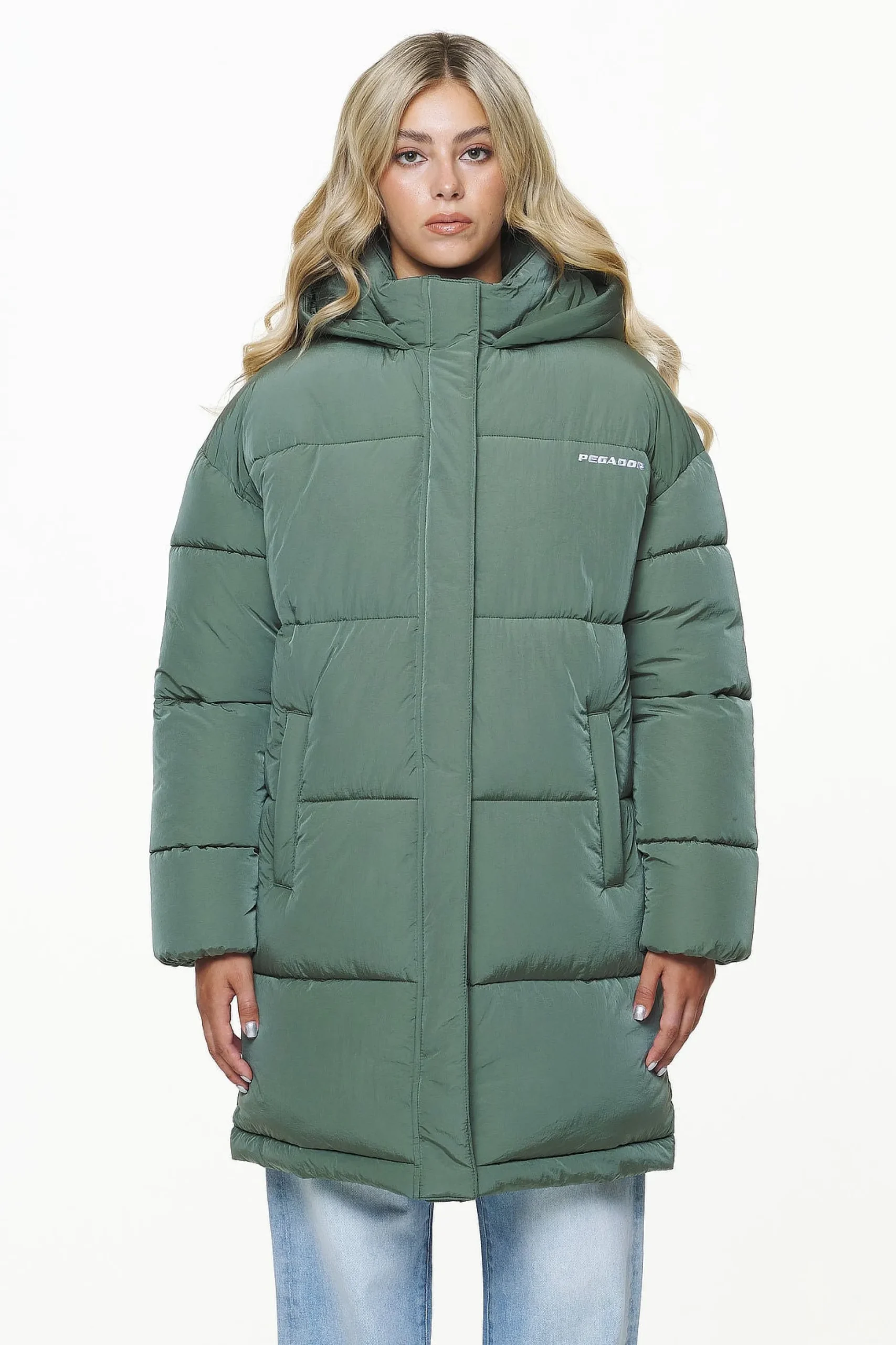 Pegador Jackets|Downing Crushed Oversized Puffer Coat Garden Green