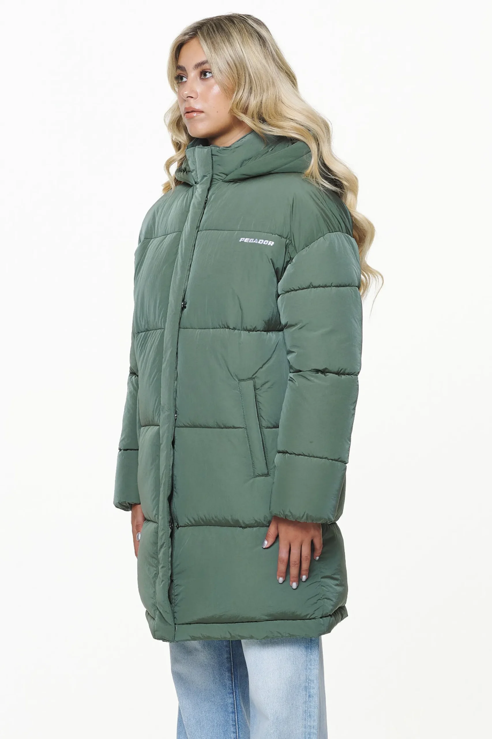 Pegador Jackets|Downing Crushed Oversized Puffer Coat Garden Green