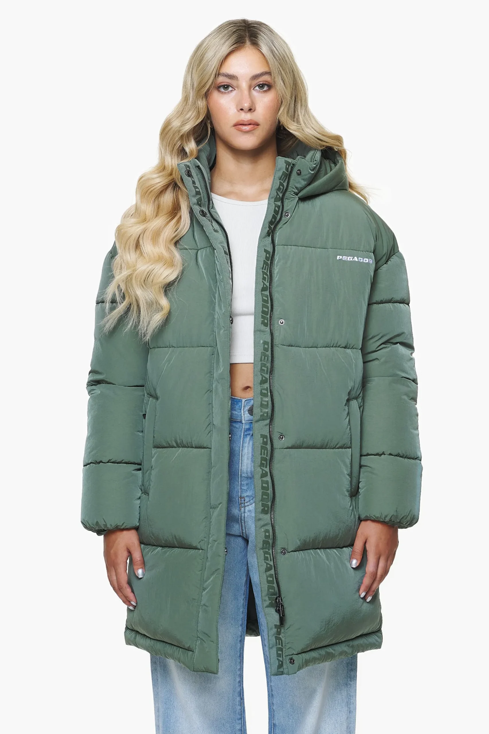 Pegador Jackets|Downing Crushed Oversized Puffer Coat Garden Green