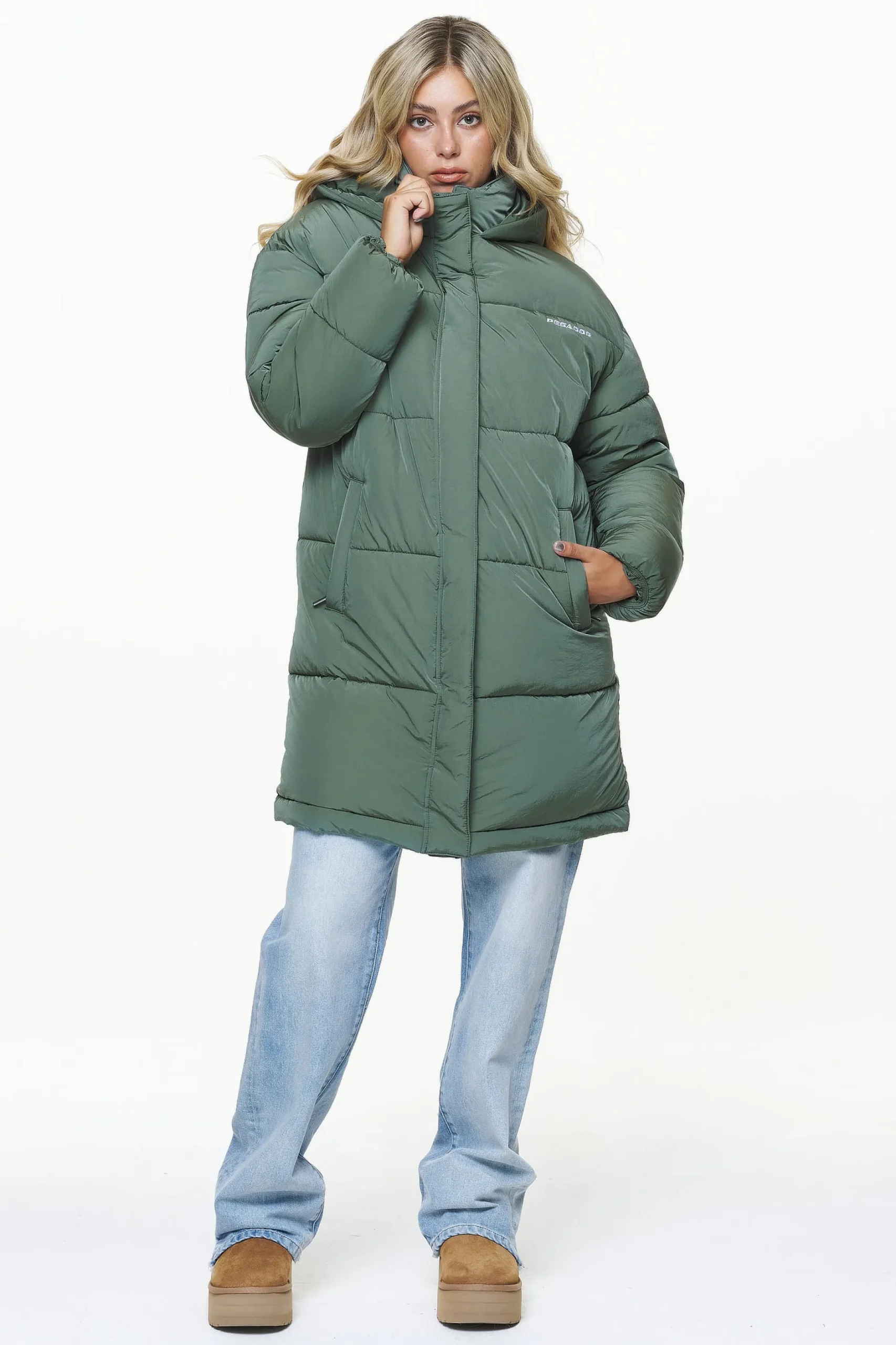 Pegador Jackets|Downing Crushed Oversized Puffer Coat Garden Green