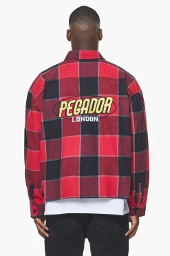 Pegador Flannels|Eastfield Flannel Shirt Washed Royal Red Onyx Black