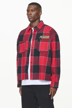 Pegador Flannels|Eastfield Flannel Shirt Washed Royal Red Onyx Black