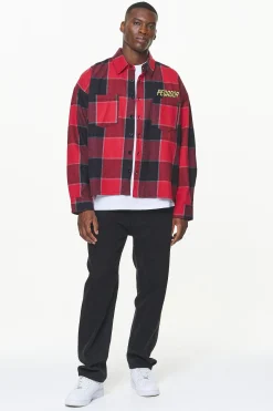 Pegador Flannels|Eastfield Flannel Shirt Washed Royal Red Onyx Black