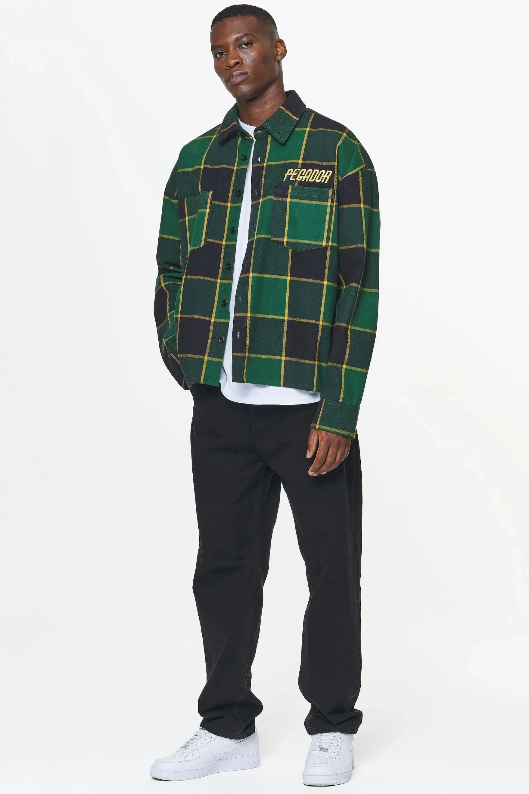 Pegador Flannels|Eastfield Flannel Shirt Washed British Green Onyx Black