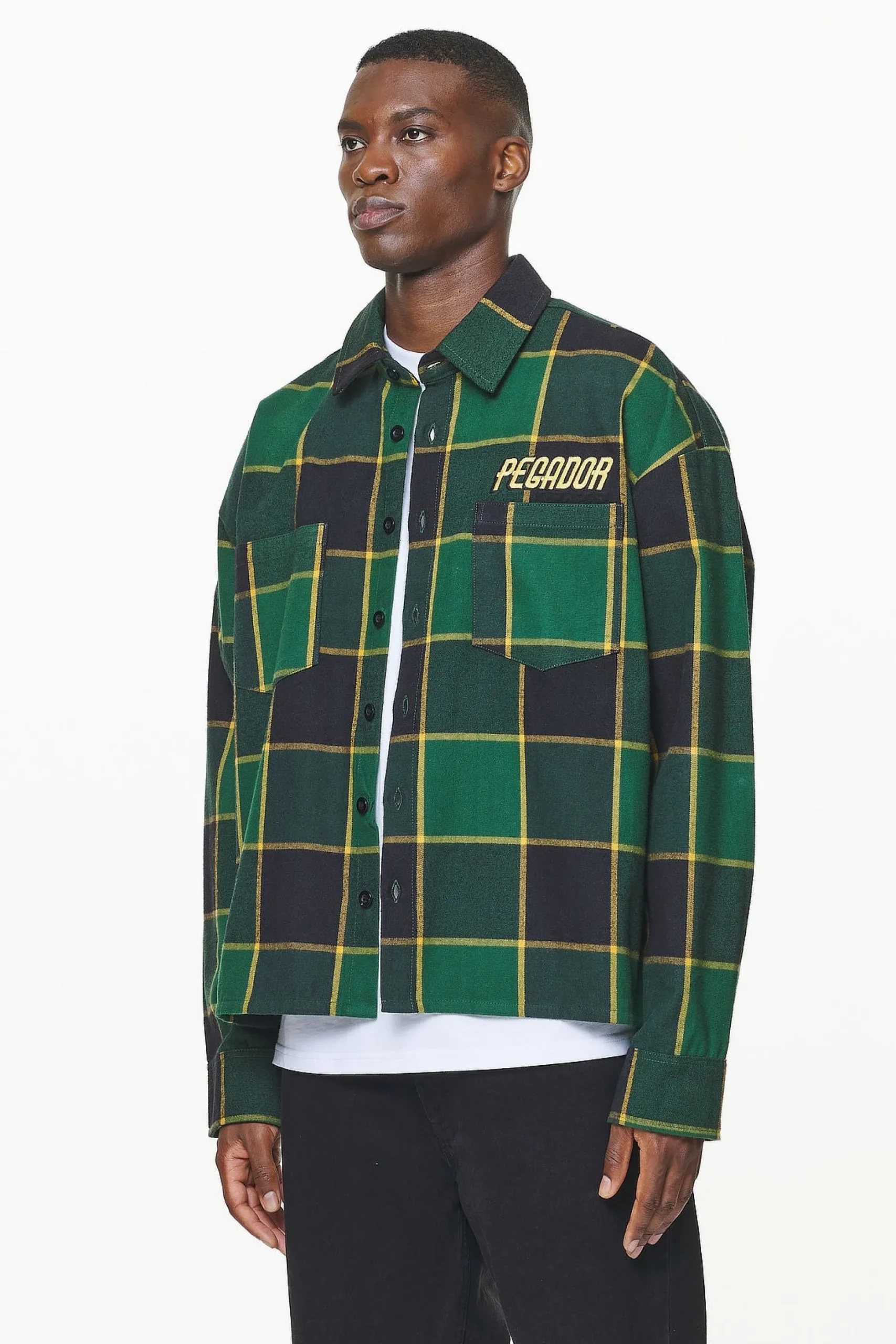 Pegador Flannels|Eastfield Flannel Shirt Washed British Green Onyx Black