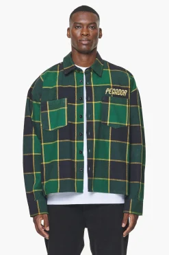 Pegador Flannels|Eastfield Flannel Shirt Washed British Green Onyx Black
