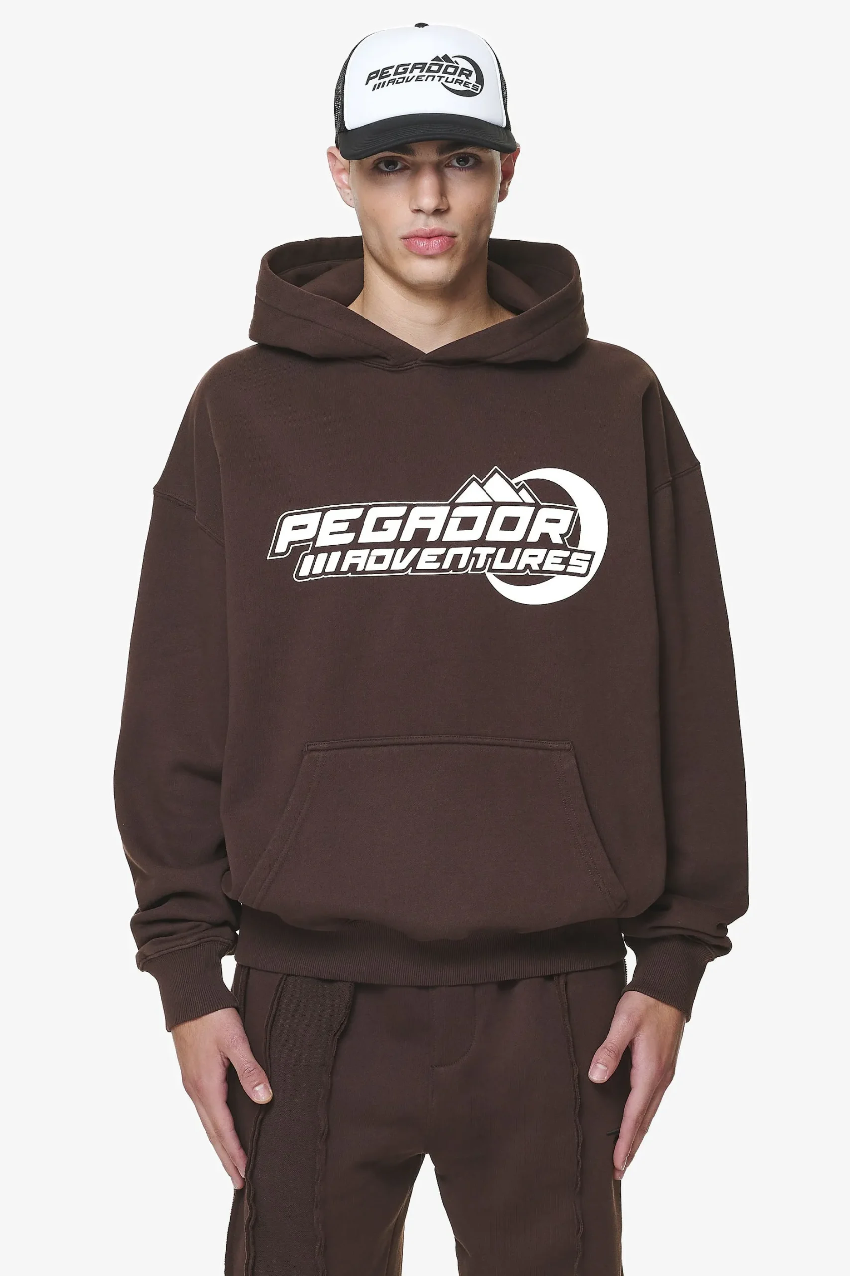 Pegador Hoodies|Eazor Oversized Hoodie Washed Oak Brown