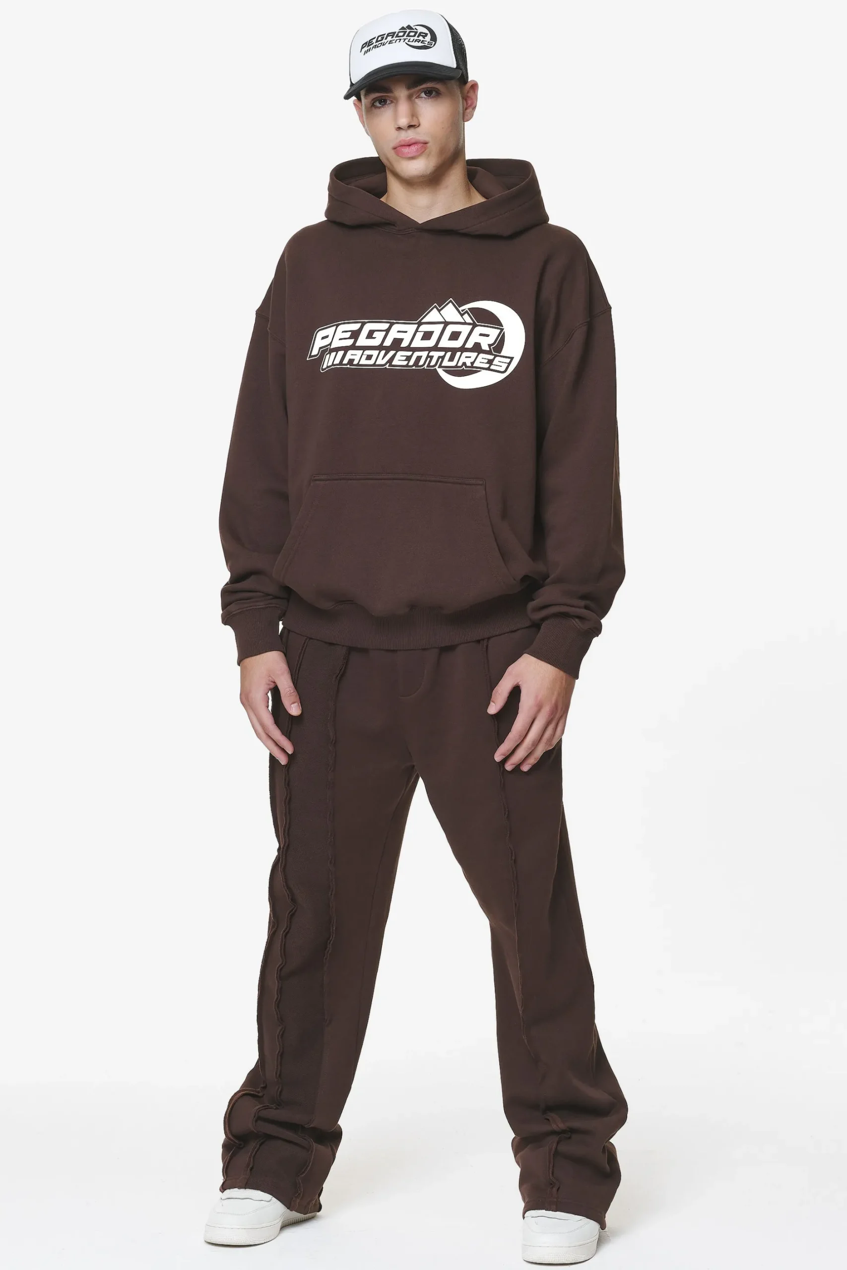 Pegador Hoodies|Eazor Oversized Hoodie Washed Oak Brown