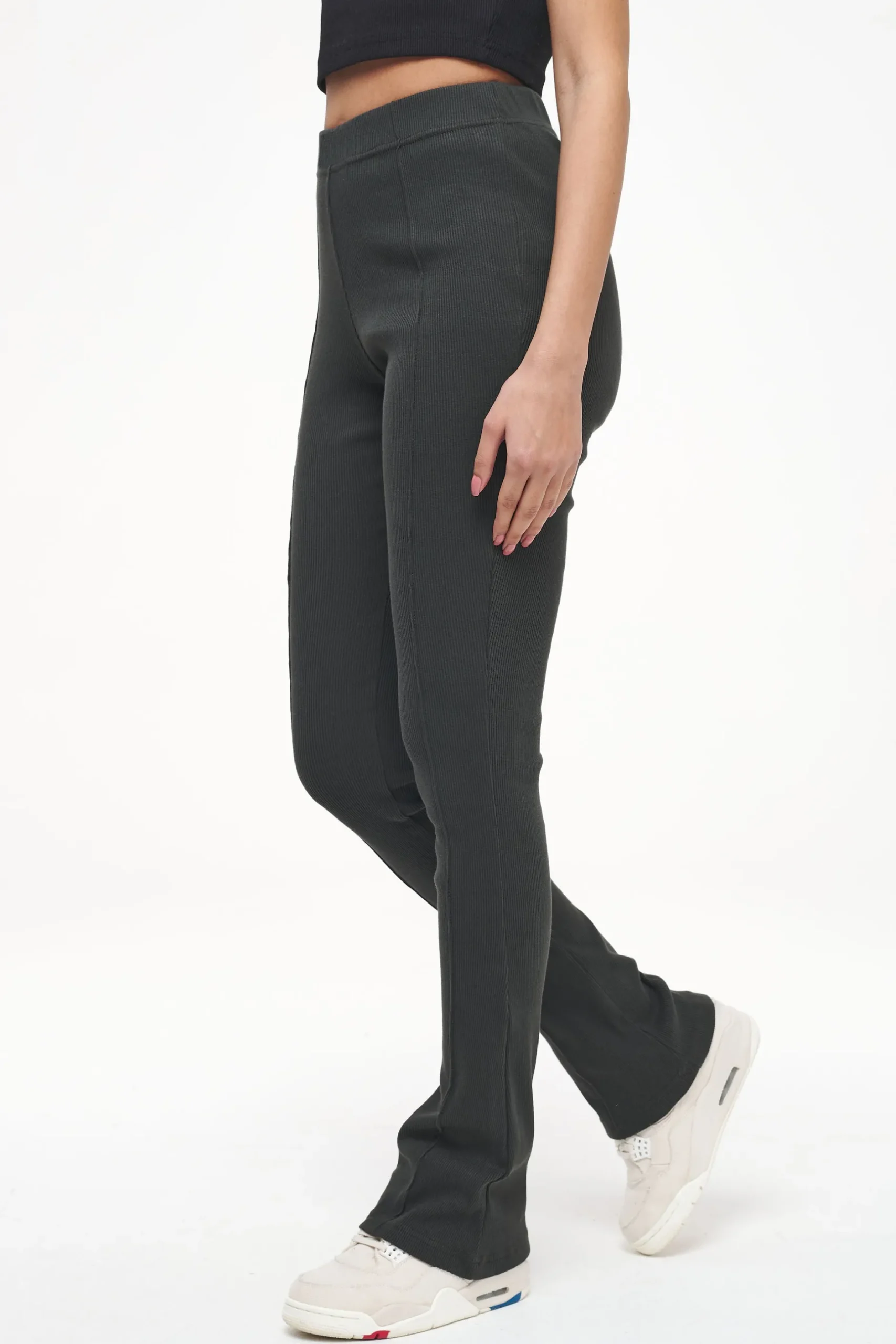 Pegador Leggings|Elida Rib Hip Strap Flared Leggings Vintage Washed Iron Grey