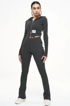 Pegador Leggings|Elida Rib Hip Strap Flared Leggings Vintage Washed Iron Grey