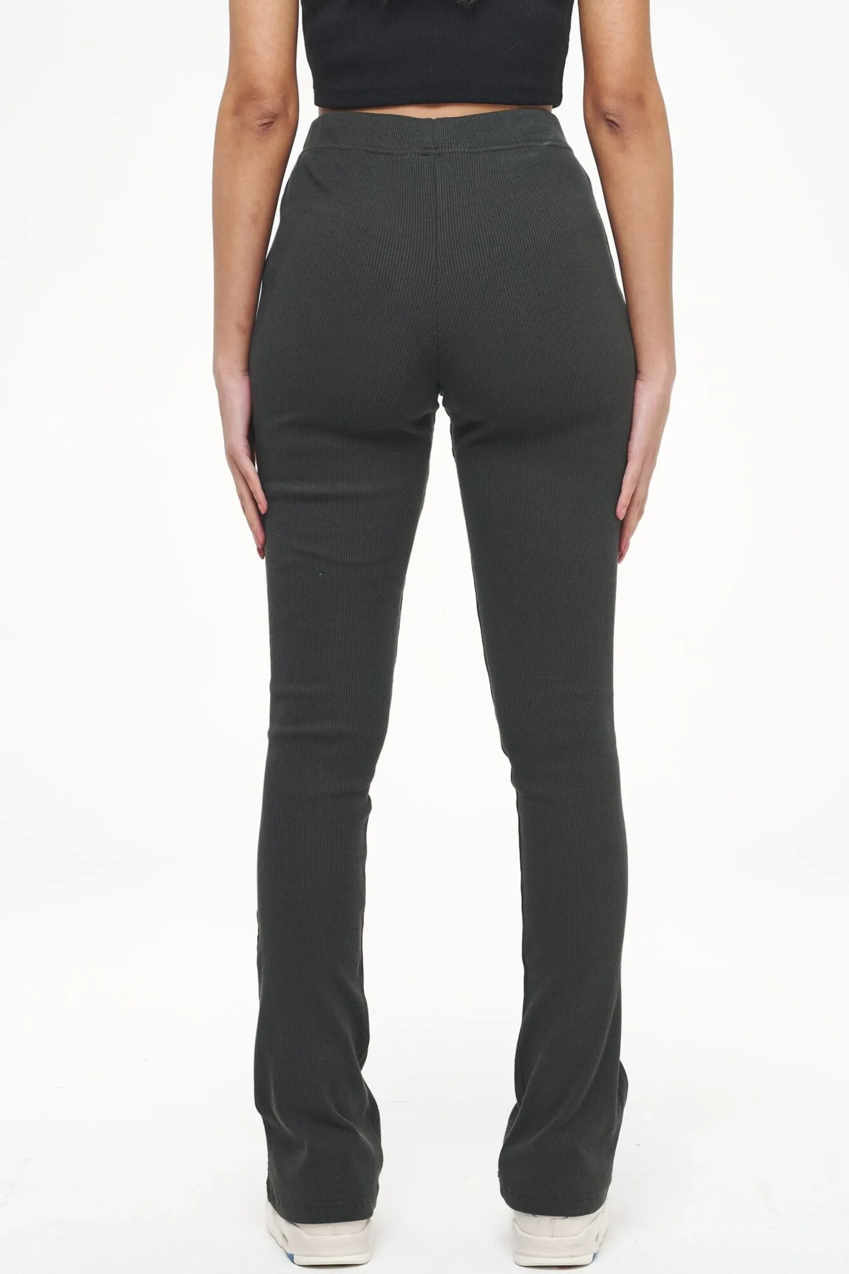 Pegador Leggings|Elida Rib Hip Strap Flared Leggings Vintage Washed Iron Grey