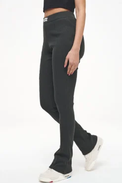Pegador Leggings|Elida Rib Hip Strap Flared Leggings Vintage Washed Iron Grey Patch