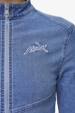 Pegador Tops|Elly Denim Biker Jacket Washed Blue