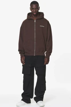 Pegador Hoodies|Zip Hoodies|Fenton Oversized Sweat Jacket Washed Oak Brown