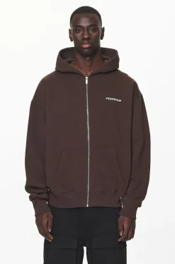 Pegador Hoodies|Zip Hoodies|Fenton Oversized Sweat Jacket Washed Oak Brown
