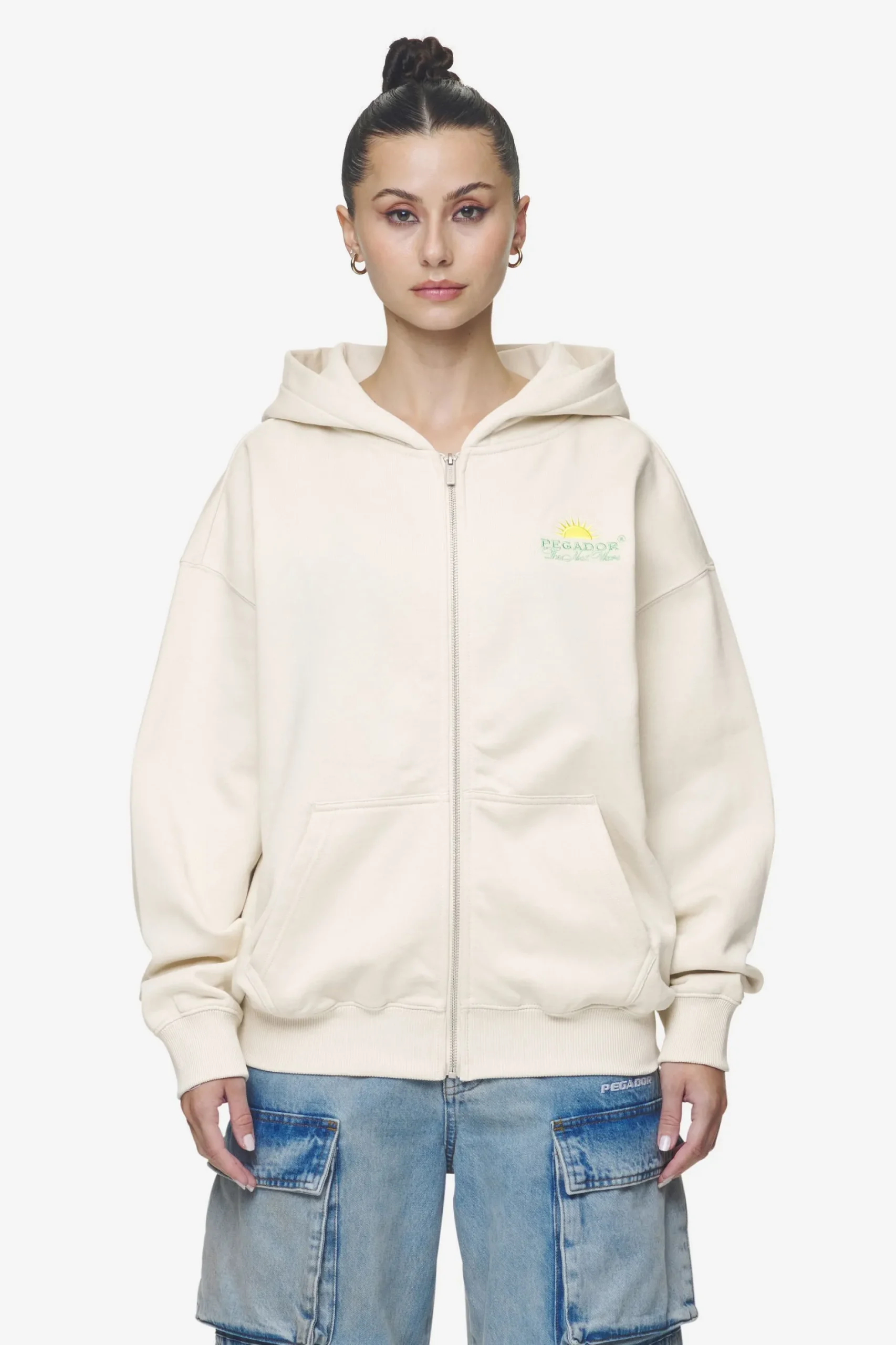 Pegador Hoodies|Zip Hoodies|Flora Sweat Jacket Washed Coast Sand
