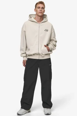 Pegador Hoodies|Zip Hoodies|Fox Oversized Sweat Jacket Washed Light Beige