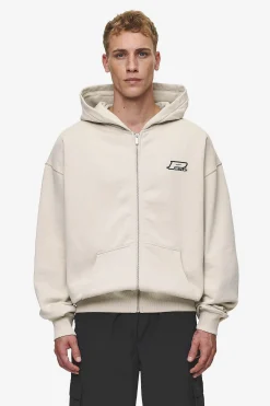 Pegador Hoodies|Zip Hoodies|Fox Oversized Sweat Jacket Washed Light Beige
