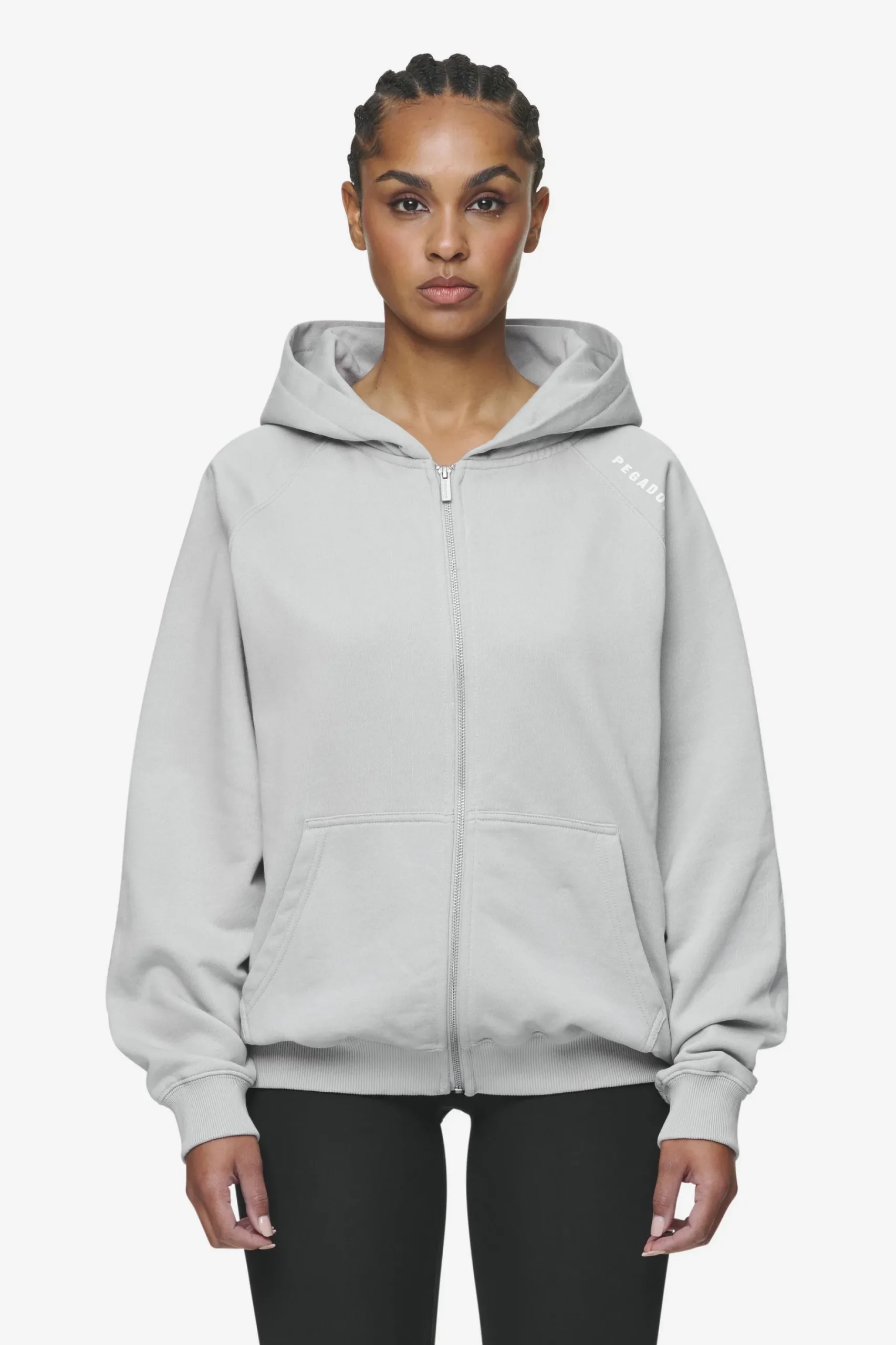 Pegador Hoodies|Zip Hoodies|Gabi Oversized Sweat Jacket Washed Sky Grey