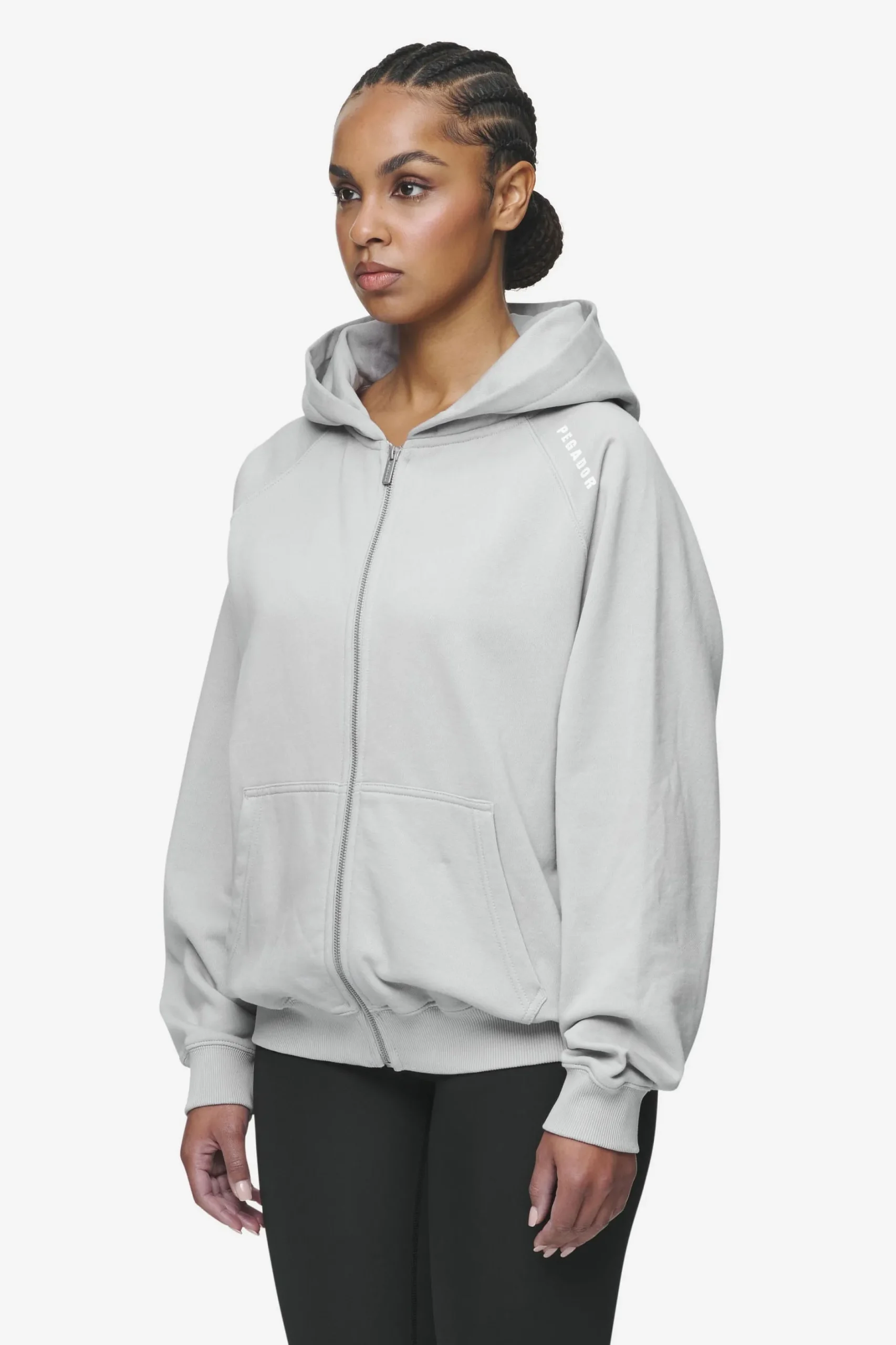 Pegador Hoodies|Zip Hoodies|Gabi Oversized Sweat Jacket Washed Sky Grey