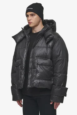 Pegador Jackets|Garrick Vintage Oversized Puffer Jacket Black