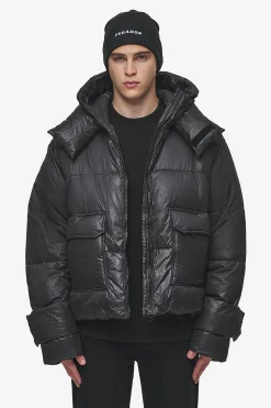 Pegador Jackets|Garrick Vintage Oversized Puffer Jacket Black