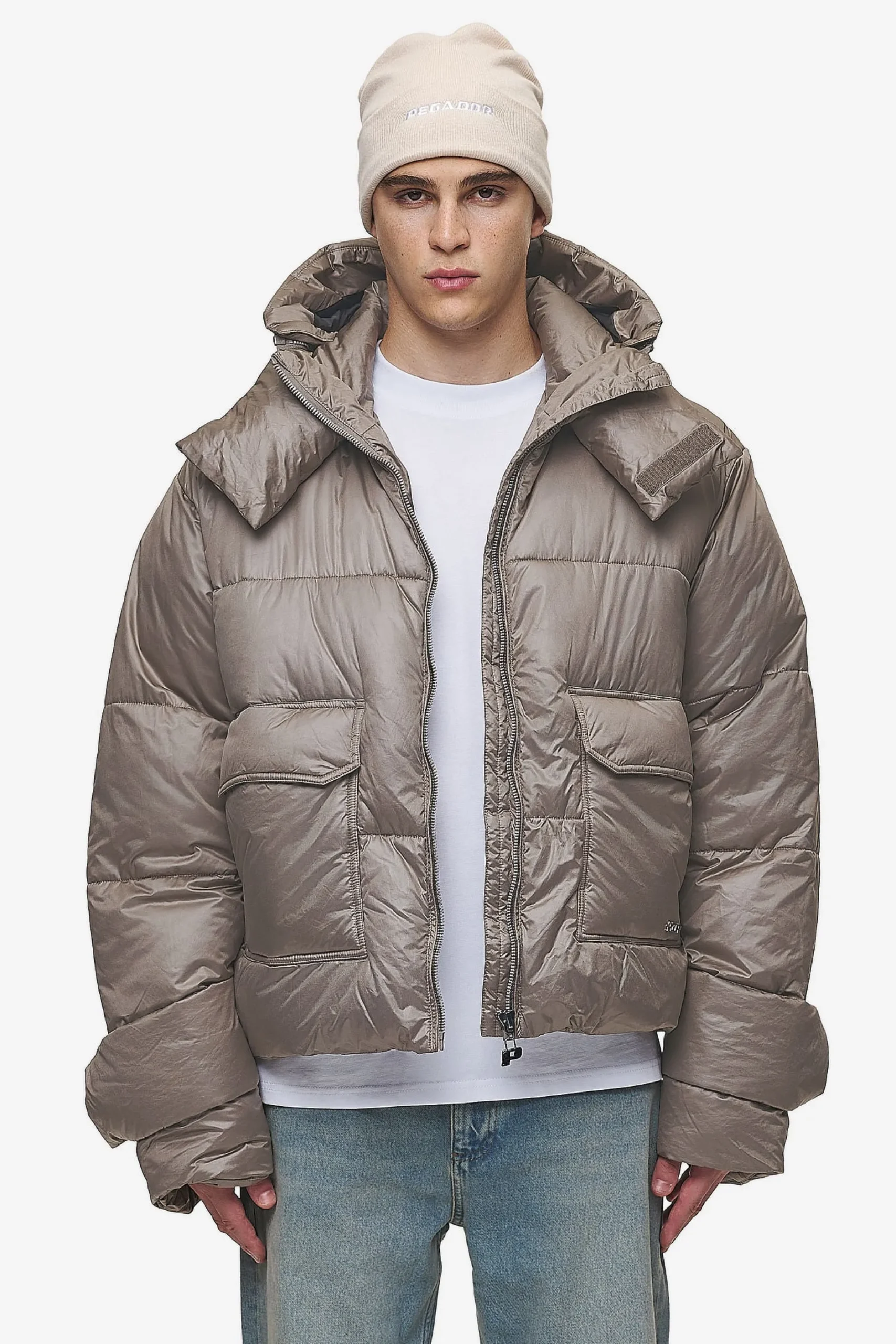 Pegador Jackets|Garrick Vintage Oversized Puffer Jacket Light Brown
