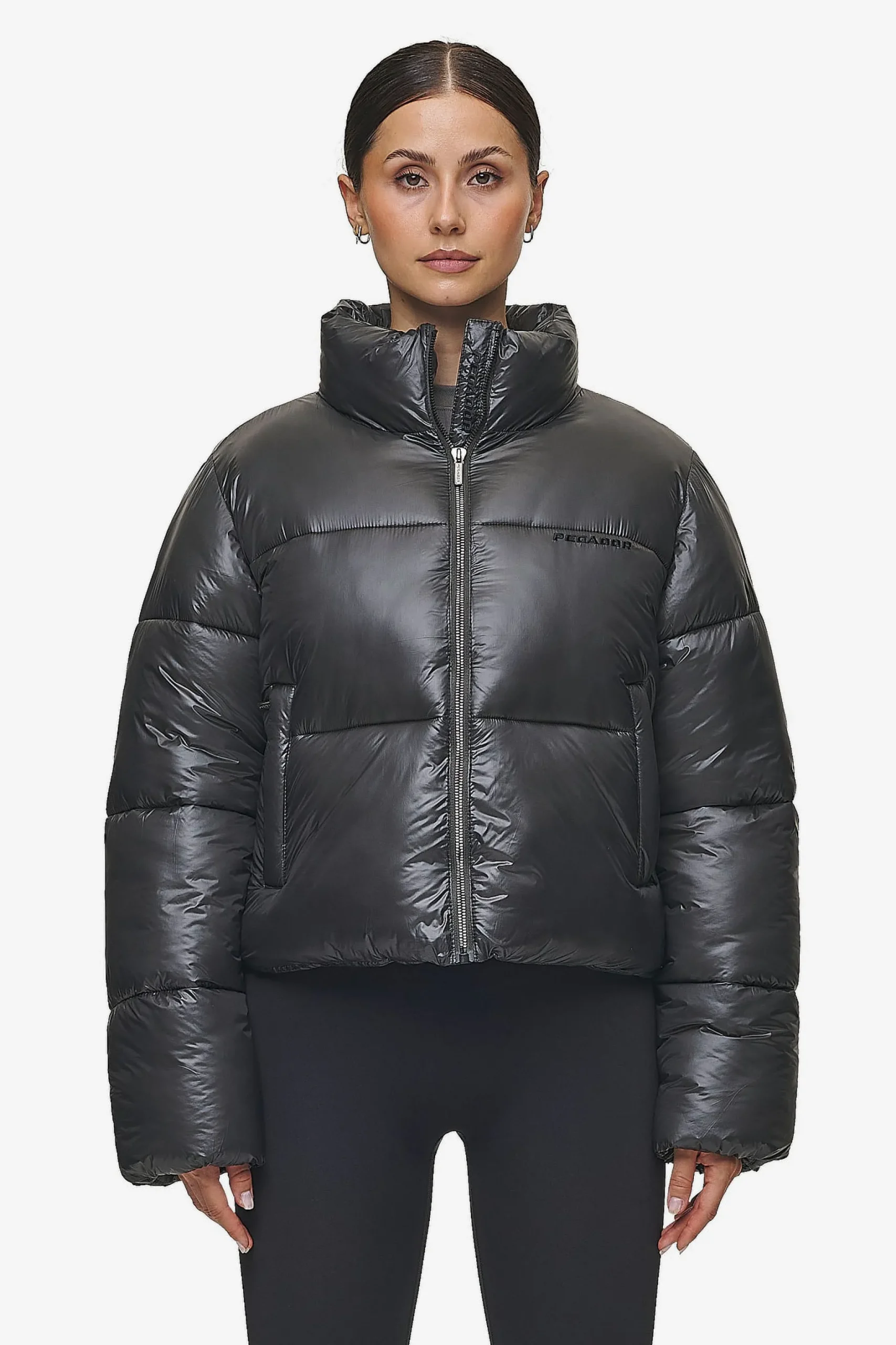 Pegador Jackets|Georgia Light Glossy Puffer Jacket Anthracite