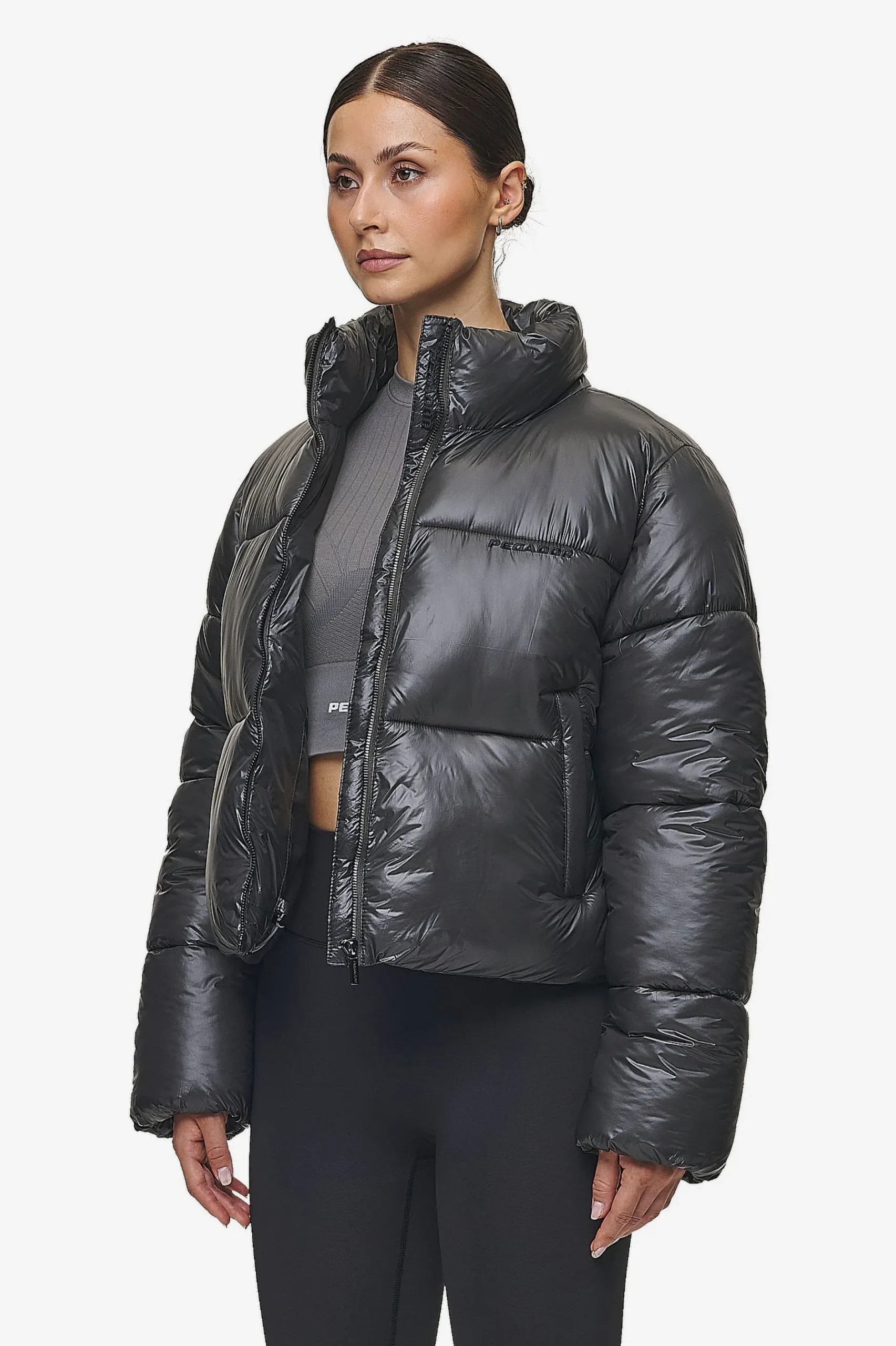 Pegador Jackets|Georgia Light Glossy Puffer Jacket Anthracite