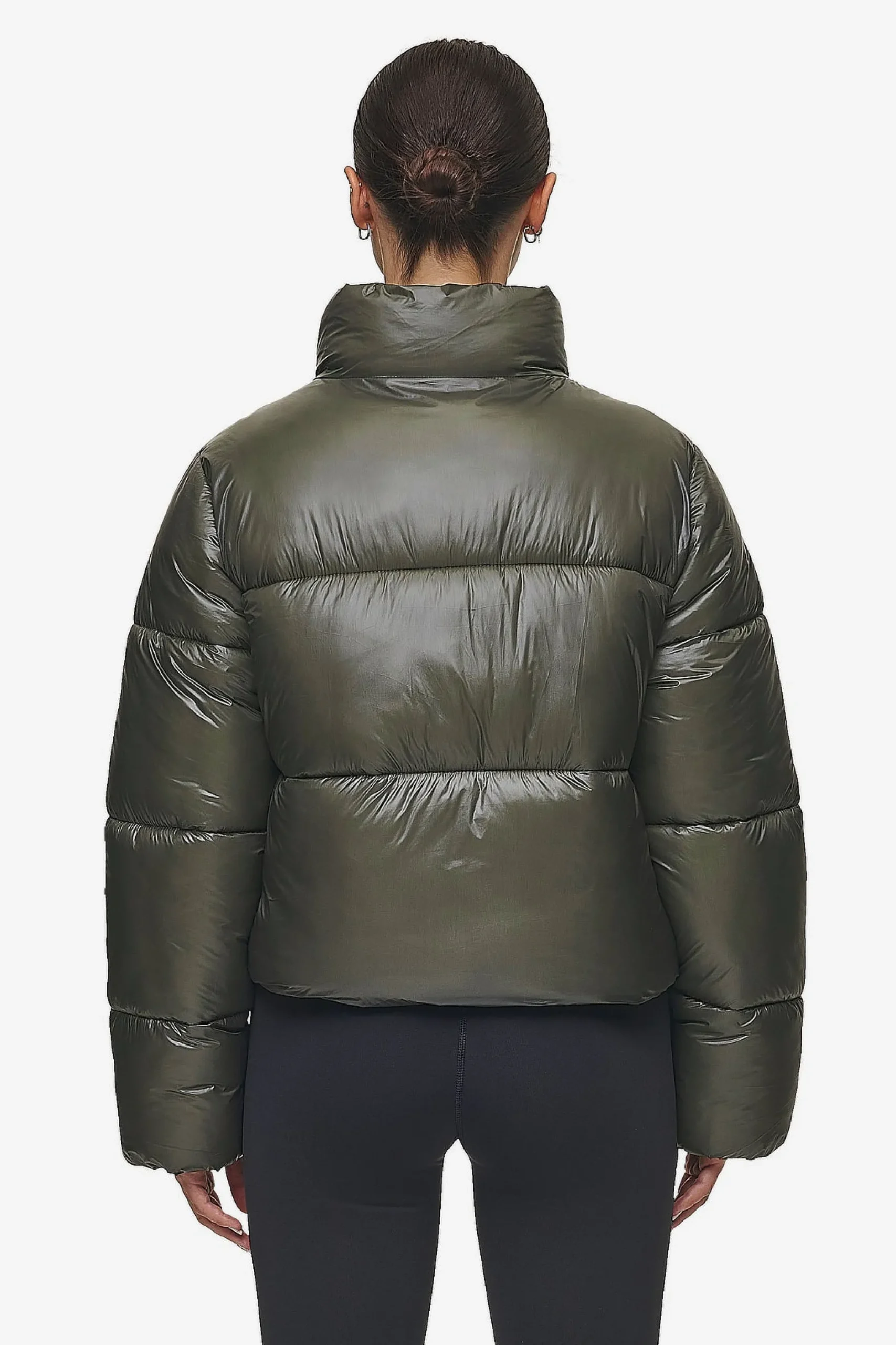 Pegador Jackets|Georgia Light Glossy Puffer Jacket Mud Olive