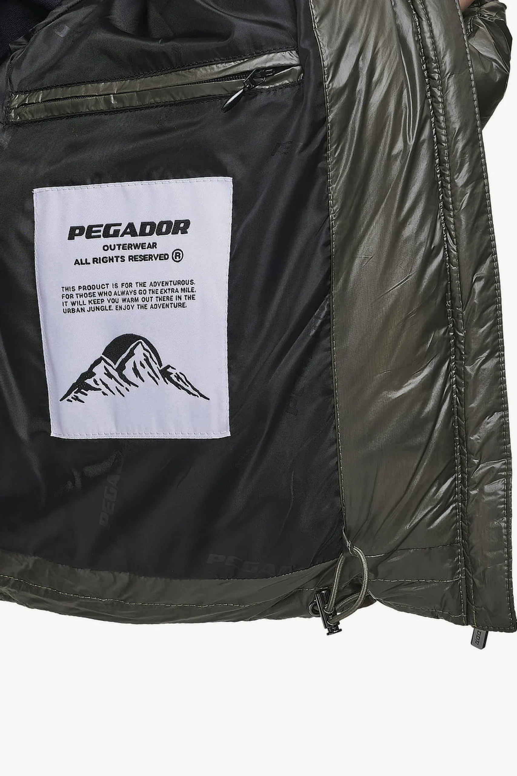 Pegador Jackets|Georgia Light Glossy Puffer Jacket Mud Olive