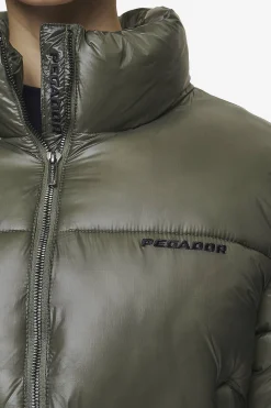 Pegador Jackets|Georgia Light Glossy Puffer Jacket Mud Olive
