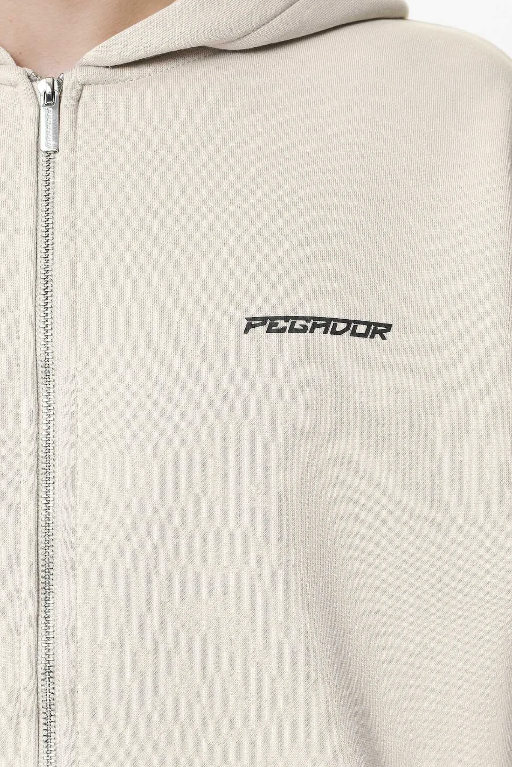 Pegador Hoodies|Zip Hoodies|Gien Oversized Sweat Jacket Washed Dust Cream