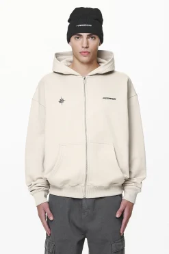 Pegador Hoodies|Zip Hoodies|Gien Oversized Sweat Jacket Washed Dust Cream