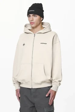 Pegador Hoodies|Zip Hoodies|Gien Oversized Sweat Jacket Washed Dust Cream