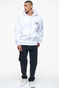 Pegador Hoodies|Zip Hoodies|Goldlight Oversized Sweat Jacket White