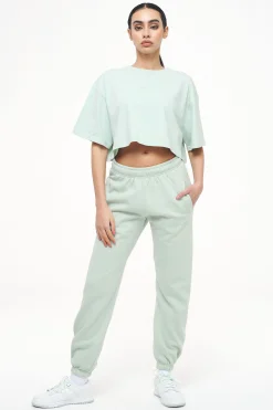 Pegador Pants|Grace High Waisted Sweat Pants Vintage Washed Milky Green Gum