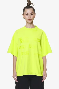 Pegador Tees|Groven Heavy Oversized Tee Washed Lime Yellow
