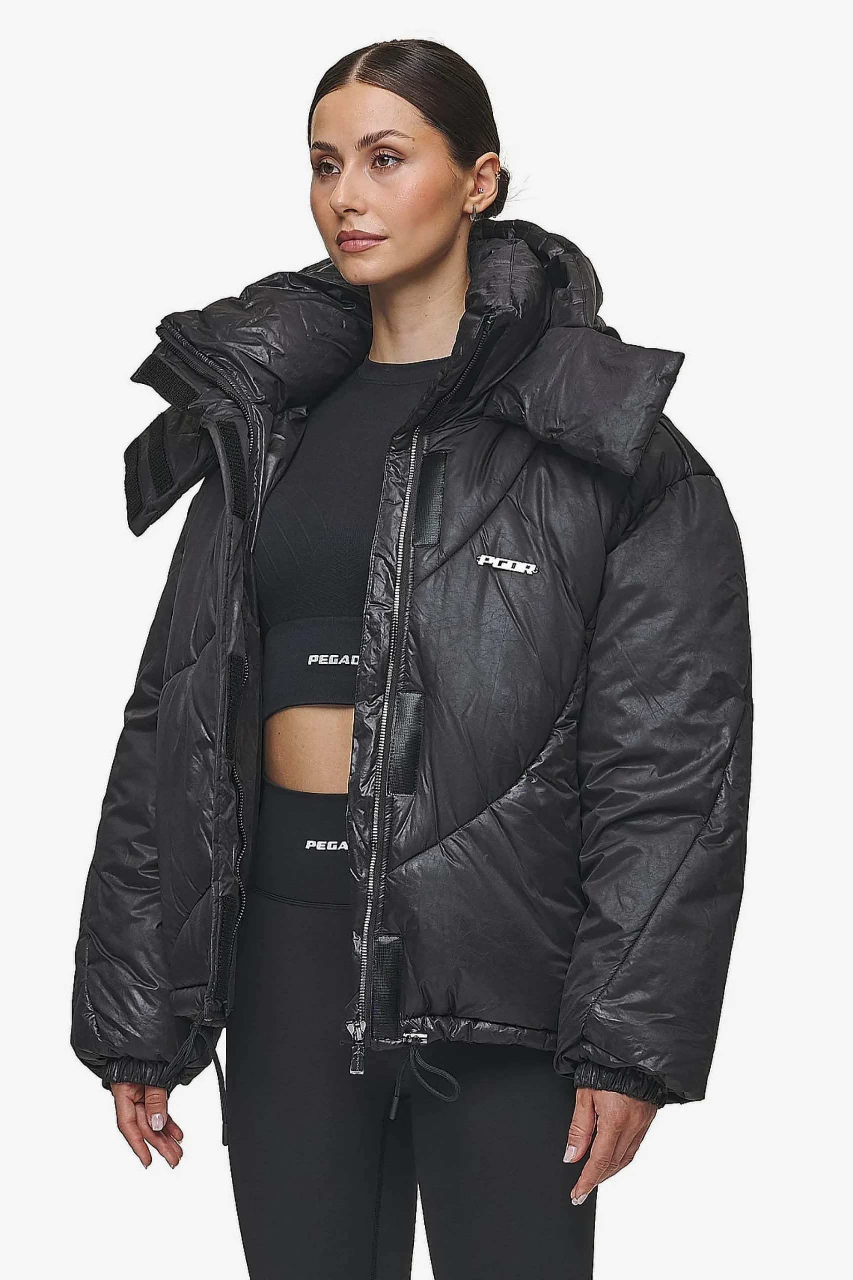 Pegador Jackets|Hailey Vintage Oversized Puffer Jacket Black