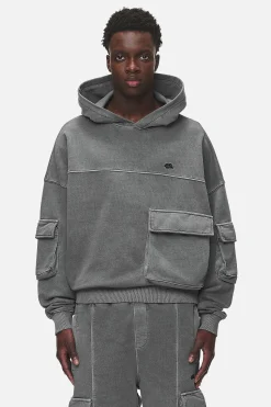 Pegador Hoodies|Harvey Terry Cargo Boxy Hoodie Vintage Grey