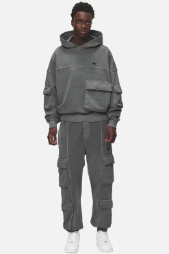 Pegador Hoodies|Harvey Terry Cargo Boxy Hoodie Vintage Grey