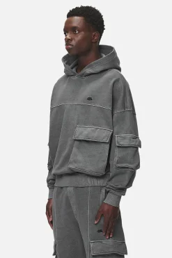 Pegador Hoodies|Harvey Terry Cargo Boxy Hoodie Vintage Grey