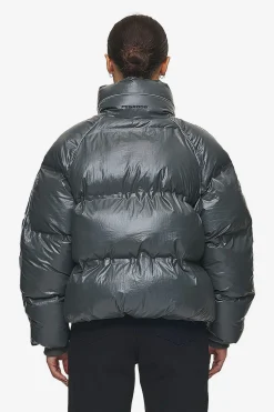 Pegador Jackets|Henra Crushed Glossy Oversized Raglan Puffer Jacket Anthracite